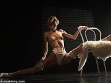 Anorexic MILF white stoking
