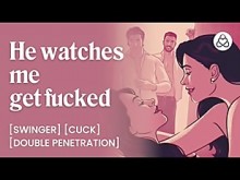 ASMR Audio Porn: Public Threuge Wife Sharing & Double Penetration en Swingers Club - Audio erótico para mujeres