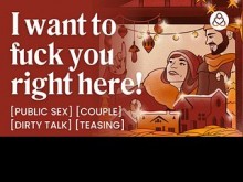 ASMR Audio Porn: Sexo público secreto con tu novio en un mercado navideño – Bromas y charlas sucias – Historia erótica en audio para mujeres