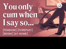ASMR Audio Porn: Esposa dominadora controla el orgasmo de su marido en casa – Bondage y burlas – Historia erótica en audio para mujeres